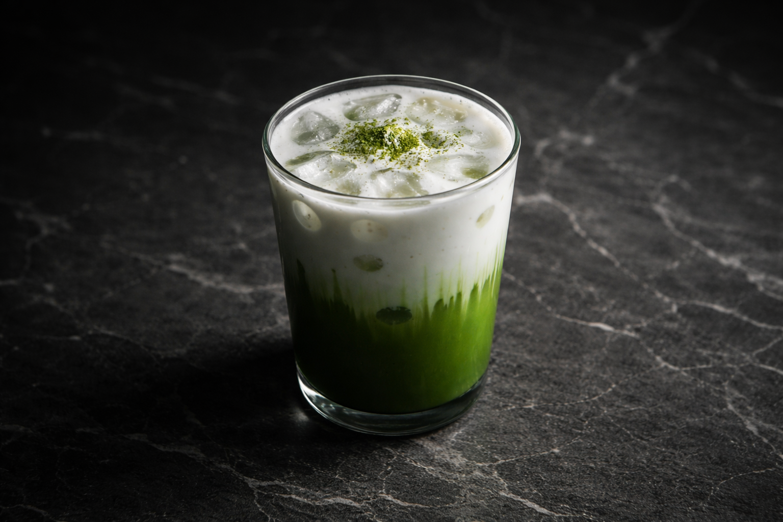 Iced matcha latte with salted cream